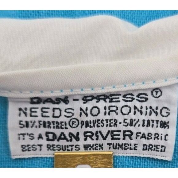 Dan Press Dan River Fabric Baby Dress Blue White Peter Pan Collar Vintage Tear - Picture 3 of 10
